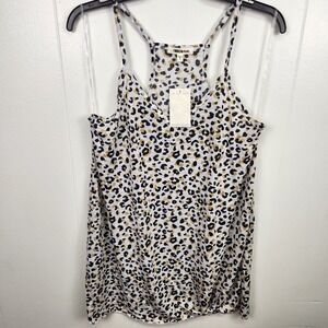 Miken Swim Cover Up Dress XL Leopard Print Stretch Racerback Lightweight NWT